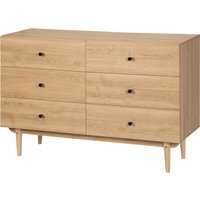 HOMCOM Kommode 6 Schubladen Aufbewahrungsschrank Massivholzbeine 120 x 40 x 80 cm Holzfarbe Aosom
