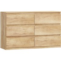 HOMCOM Kommode 6 Schubladen, schmales Aufbewahrungsmöbel ohne Griffe, Schubladenkommode, moderner Stil, Kommode für Schlafzimmer, Wohnzimmer, Flur, 120 x 39 x 7