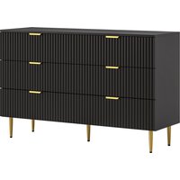 HOMCOM Kommode 6 Schubladen Schlafzimmer-Kommode Aufbewahrungsmöbel modern mit Griffen und goldenen Beinen, für Schlafzimmer, Wohnzimmer, Maße: 120 x 40 x 76,5 