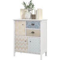 HOMCOM Kommode Aufbewahrungsschrank 2 Schubladen 3 Fächer Kippschutz Wohnzimmer Schlafzimmer Weiß 68x34x80cm Aosom