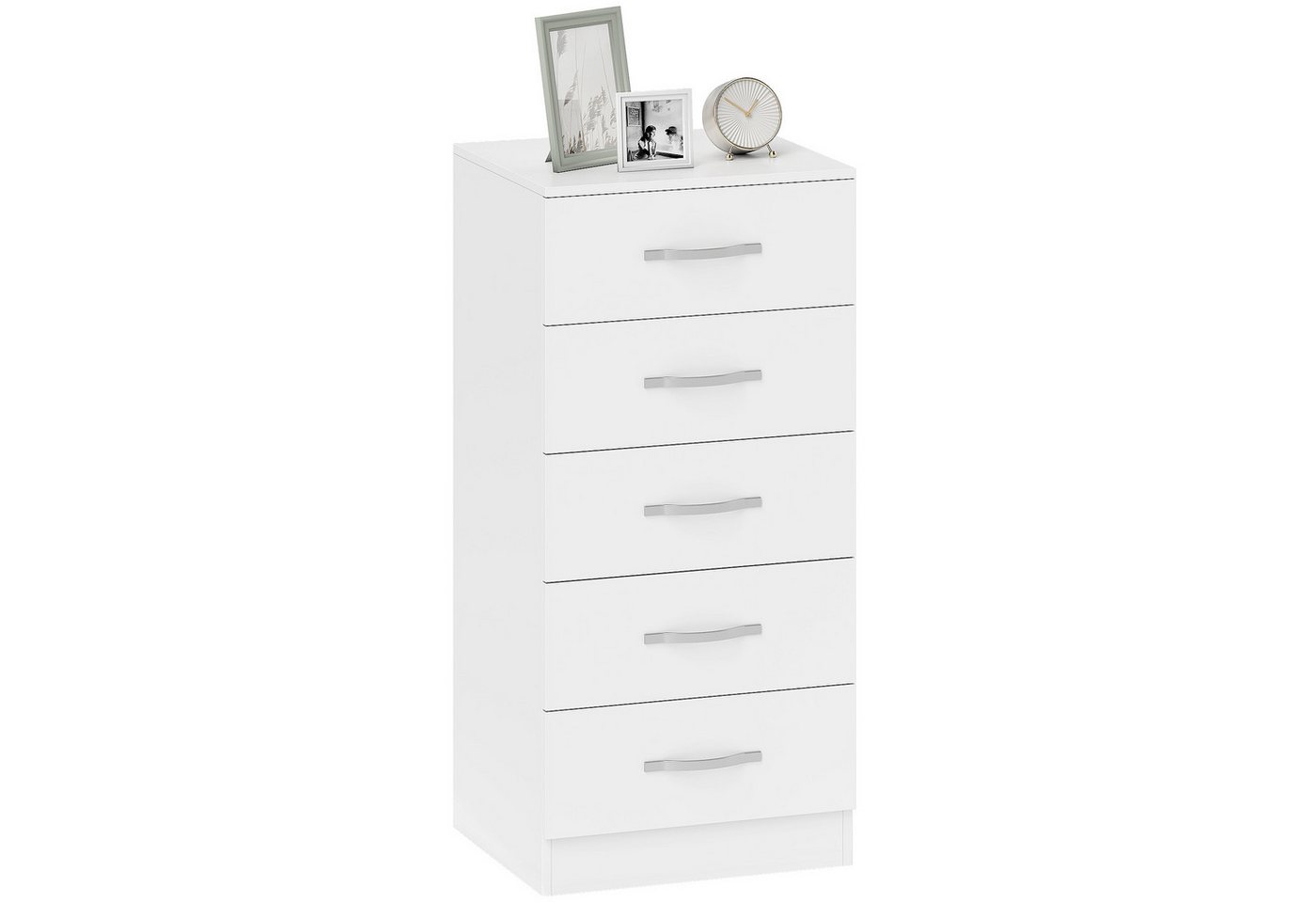 HOMCOM Kommode Aufbewahrungsschrank mit 5 Schubladen Kommodenschrank Flur (Schubladenschrank, 1 St., Sideboard), für Wohnzimmer, Schlafzimmer, Weiß – Bild 2 von 5