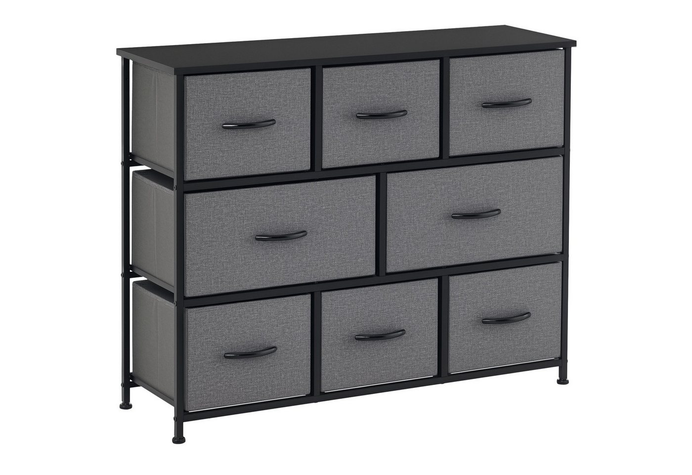 HOMCOM Kommode Aufbewahrungsschrank mit Griffen und Metallgestell, Schrank (Sideboard, 1 St., Kommodenschrank), für Schlafzimmer, Wohnzimmer Dunkelgrau – Bild 2 von 5
