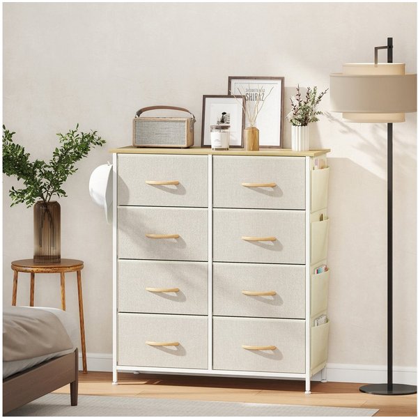 HOMCOM Kommode Aufbewahrungsschrank mit Haken, Stahlrahmen, Sideboard (Schubladenschrank, 1 St., Aufbewahrungsschrank), Modern Sideboard für Schlafzimmer, Wohnz