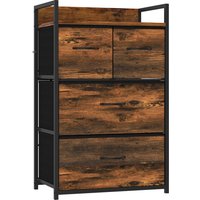 HOMCOM Kommode aus Stoff Aufbewahrungsschrank mit 4 Schubladen, Ablage Kommodenschrank mit Stahlgestell Schrank für Schlafzimmer, Wohnzimmer Rustikal-Braun Aoso