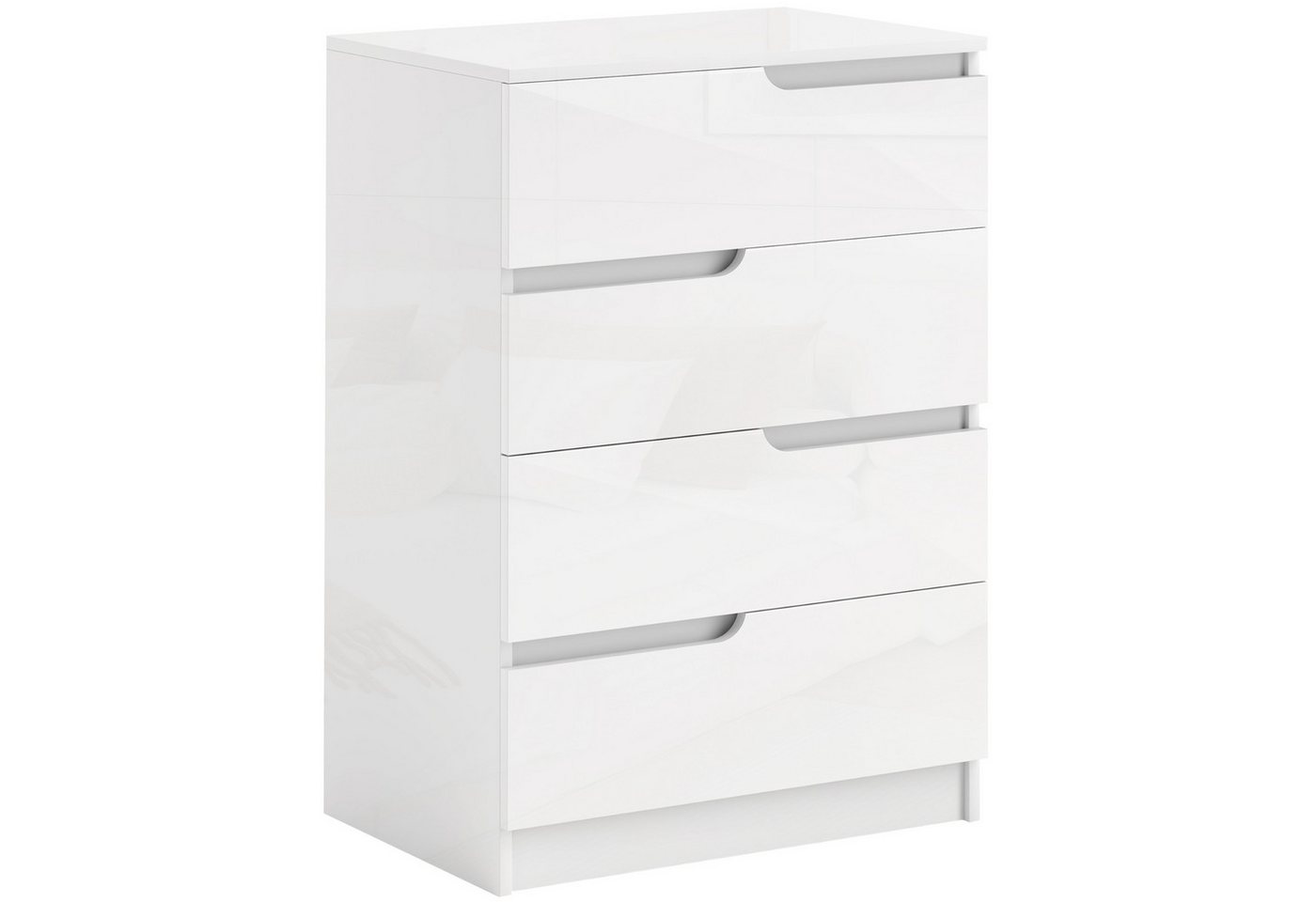 HOMCOM Kommode Beistellschrank mit 4 Schubladen, Kommode für Wohnzimmer (Schubladenkommode, 1 St., Beistellschrank), für Wohnzimmer, Schlafzimmer, Hochglanzweiß – Bild 2 von 5