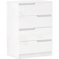 HOMCOM Kommode Beistellschrank mit 4 Schubladen, Schubladenkommode für Wohnzimmer, Schlafzimmer, Hochglanzweiß 60 x 40 x 85cm Aosom