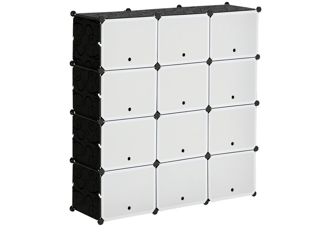 HOMCOM Kommode DIY Regalsystem mit 12 Würfeln (Aufbewahrungsregal, 148 St., DIY-Würfelregal), Kunststoff Stahl Schwarz+Weiß 125 x 32 x 125 cm – Bild 2 von 5