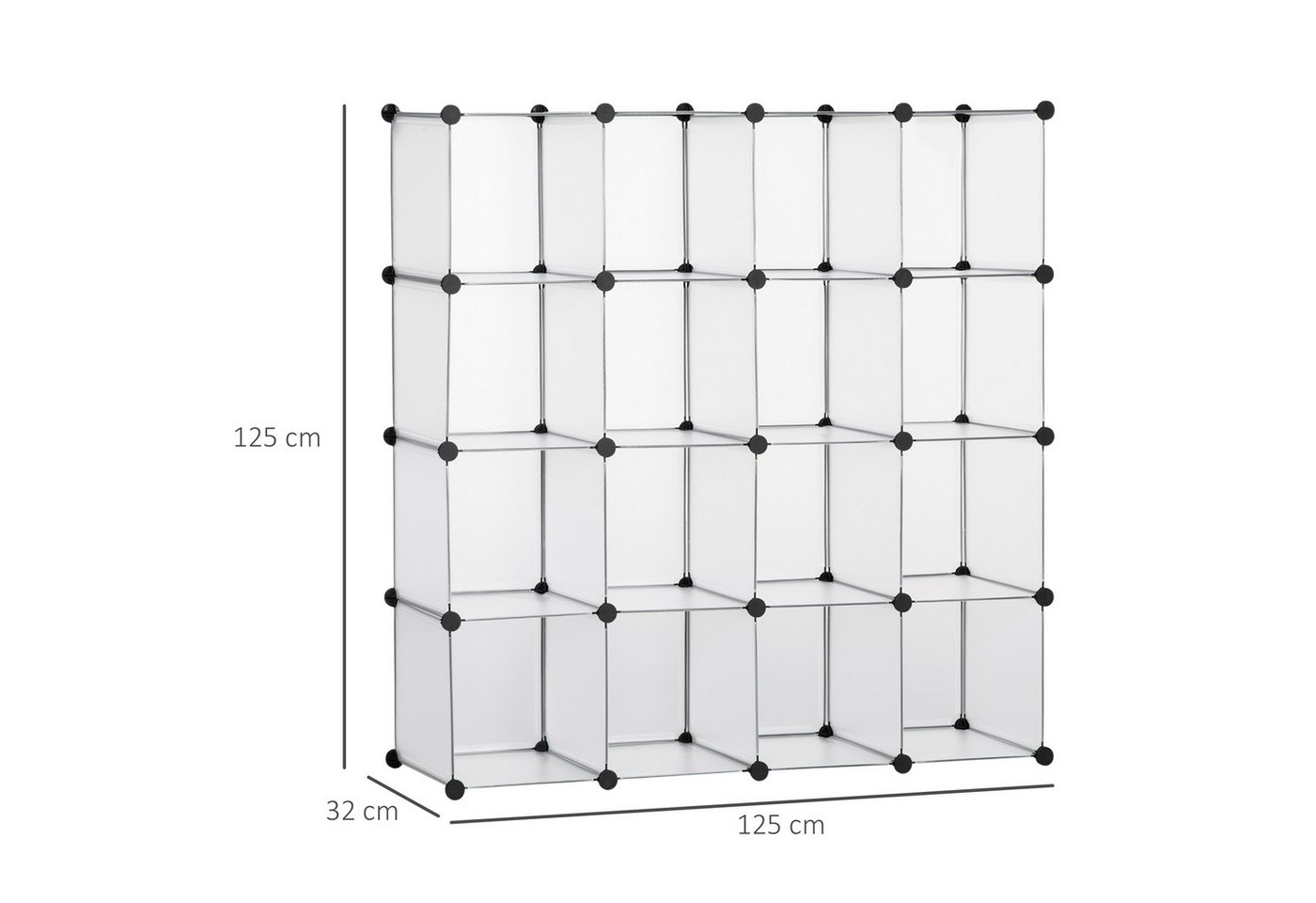 HOMCOM Kommode DIY Regalsystem stapelbar von Büchern Spielzeug Schuhen (Aufbewahrungsregal, 1 St., DIY-Würfelregal), Kunststoff Stahl Weiß 125 x 32 x 125 cm – Bild 3 von 5