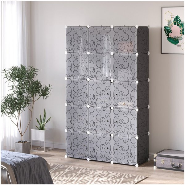 HOMCOM Kommode DIY Würfelregal, Schuhregal, Aufbewahrungsregal für Bücher Spielzeug (Aufbewahrungsschrank, 1 St., Kleiderschrank), Schwarz+Weiß 111 x 47 x 183 c