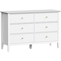 HOMCOM Kommode für Schlafzimmer, 6 Schubladen, modern gerillt mit Griffen und 5 Beinen, platzsparende Kommode für Flur, Wohnzimmer, Eingangsbereich, 120x40x78 c