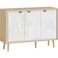 HOMCOM Kommode Küche mit 3 Türen, Modernes Küchenmöbel mit Verstellbarem Regal und Holzbeinen, Sideboard Buffet für Wohnzimmer, Esszimmer und Wohnzimmer, 107x35