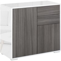 HOMCOM Kommode Mehrzweckschrank Aktenschrank Aufbewahrungsschrank Hochglanz 2 Schublade 2 Türen E1 Spanplatte weiß+Hellgrau 79 x 36 x 74 cm Aosom