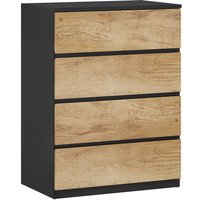 HOMCOM Kommode mit 4 Schubladen, Holzkommode für Schlafzimmer, Wohnzimmer, Esszimmer und Flur, 60x39x80 cm, Schwarz und Eiche Aosom