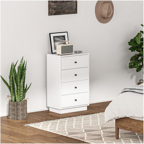 HOMCOM Kommode mit 4 Schubladen Aufbewahrungsschrank im Modern Stil Kommodenschrank (Schrank aus Holzwerkstoff, 1 St., Sideboard), für Wohnzimmer Schlafzimmer F