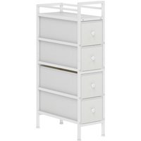 HOMCOM Kommode mit 4 Stoffschubladen, schmale Schlafzimmerkommode mit Stahlrahmen, Schubladenkommode für kleine Räume, Wohnzimmer, Ankleidezimmer, Bad, Weiß Aos