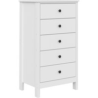 HOMCOM Kommode mit 5 Schubladen, Schmale Schlafzimmerkommode Aufbewahrungsschrank, Sideboard für Wohnzimmer und Flur, 50 x 35 x 90 cm, Weiß Aosom
