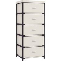HOMCOM Kommode mit 5 Stoffschubladen, Schlafzimmerkommode, Stahlrahmen, Schnellmontage, Schubladenkommode für Wohnzimmer, Büro, Ankleidezimmer, Beige Aosom