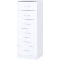 HOMCOM Kommode mit 6 Schubladen, Schubladenschrank mit Holzoptik, Moderner Kommodenschrank Sideboard, für Schlafzimmer, Wohnzimmer, Flur, 40 x 40 x 110 cm, Weiß