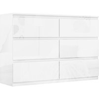 HOMCOM Kommode mit 6 Schubladen aus Holz, moderne und vielseitige Schlafzimmerkommode, 112x34x75 cm, Weiß Aosom