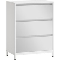 HOMCOM Kommode Schlafzimmer 3 Schubladen mit Spiegelfront, Moderne Schlafzimmerkommode mit verspiegelt Fronten, platzsparende Kommode für Flur Wohnzimmer Eingan