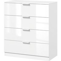HOMCOM Kommode Schlafzimmer 4 Schubladen, moderne Schlafzimmerkommode mit eingelassenen Griffen, platzsparende Kommode für Flur Wohnzimmer Eingang, 70x34x79 cm,