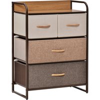 HOMCOM Kommode Schrank mit 4 Schubladen aus Leinen Aufbewahrungsschrank mit Metallrahmen Schubladenschrank für Schlafzimmer, Wohnzimmer, 58x29x78,5cm Aosom