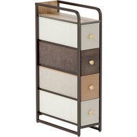 HOMCOM Kommode Schrank mit 4 Schubladen aus Vliesstoff Aufbewahrungsschrank Schubladenschrank mit Stahlrahmen, schmal Sideboard für Schlafzimmer, Wohnzimmer Meh