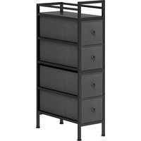 HOMCOM Kommode Schrank mit 4 Schubladen aus Vliesstoff Schmal Aufbewahrungsschrank Schubladenschrank mit Stahlrahmen, Modern Sideboard für Schlafzimmer, Wohnzim