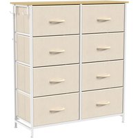 HOMCOM Kommode Schrank mit 8 Schubladen aus Vliesstoff Aufbewahrungsschrank Schubladenschrank mit Haken, Seitentasche, Stahlrahmen, Modern Sideboard für Schlafz