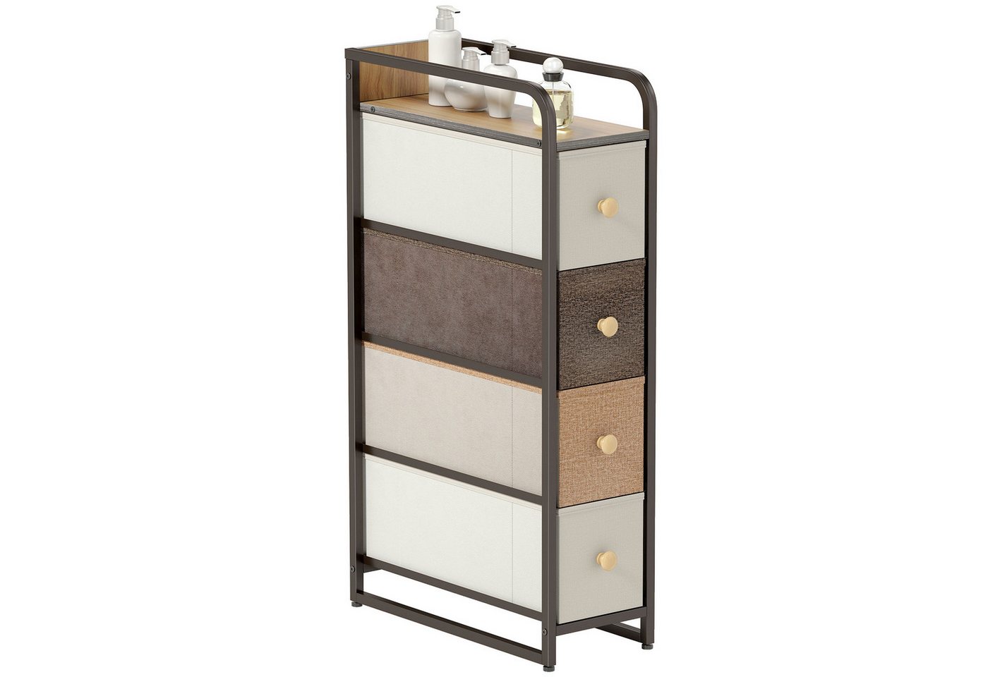 HOMCOM Kommode Schubladenschrank mit Stahlrahmen, Sideboard Mehrfarbig (Schrank mit 4 Schubladen, 1 St., Aufbewahrungsschrank), Schmal für Lücken – Bild 2 von 5