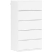 HOMCOM Kommode Schubladenschrank Sideboard mit 5 Schubladen, Büroschrank mit kippsicheren Zuglaschen, für Wohnzimmer, Schlafzimmer, Weiß, 55 x 34 x 100 cm Aosom