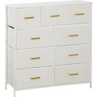 HOMCOM Kommode Sideboard mit 9 Stoffschubladen, Schubladenschrank mit Arbeitsplatte, Griff, Aufbewahrungsschrank für Wohnzimmer, Schlafzimmer, Cremeweiß Aosom