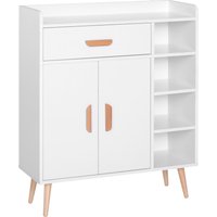 HOMCOM Kommode Sideboard Schubladenkommode Highboard Schrank Anrichte Schuhschrank mit 1 Schubladen 2 Türen 3 Fächern Weiß 80 x 29,5 x 96 cm Aosom