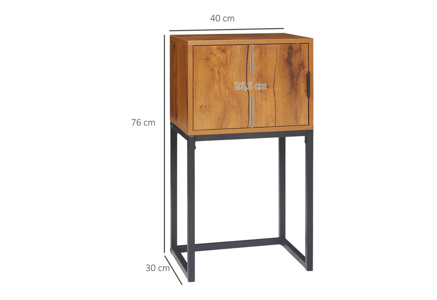 HOMCOM Konsolentisch Flurtisch mit Schrank, Beistelltisch im Modern-Design (Couchtisch, 1-St., Beistelltisch), Stahl, Natur, 40 x 30 x 76 cm – Bild 3 von 5