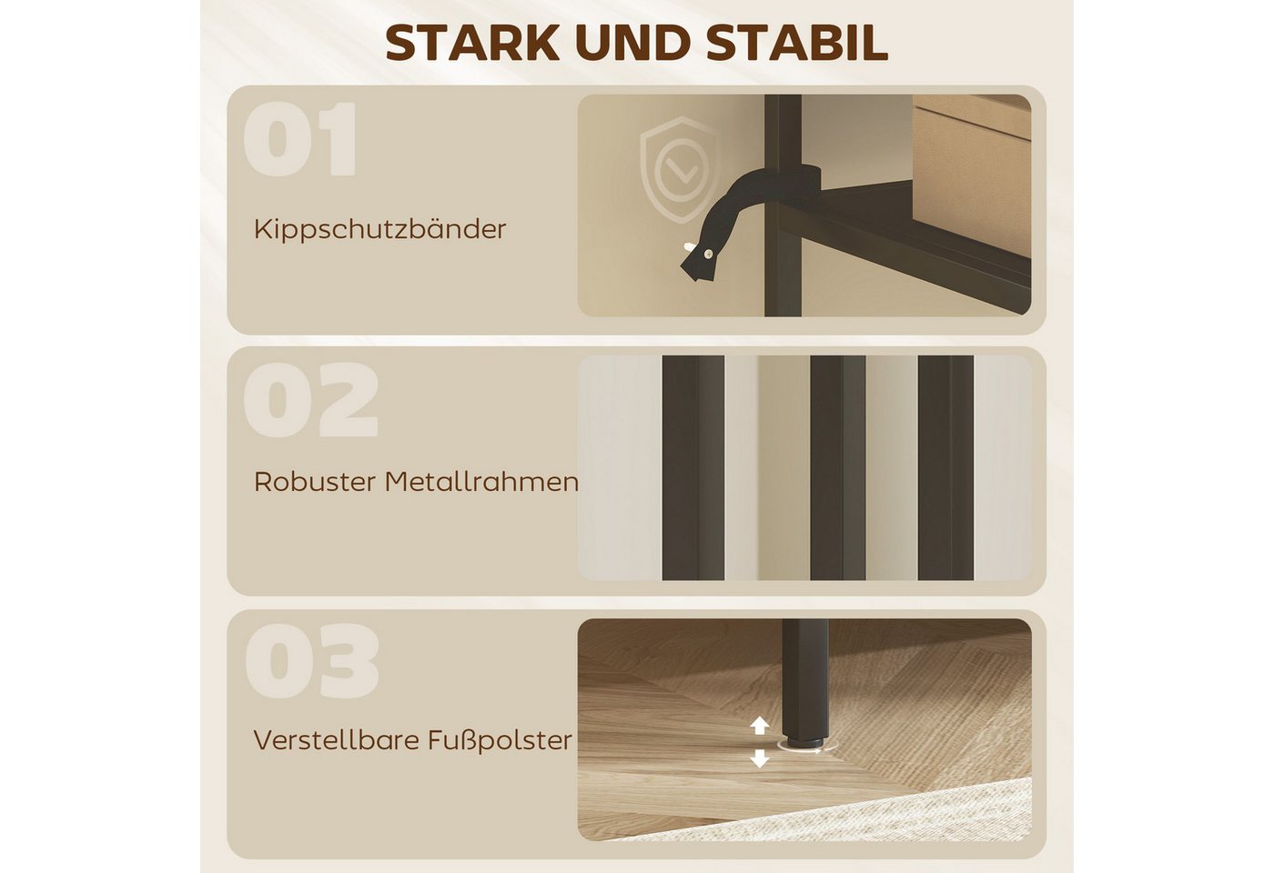 HOMCOM Konsolentisch Schmaler Flurtisch mit 3 Ebenen, Beistelltisch in Schwarz (Schmaler Flurtisch, 1-St., Beistelltisch), schmaler Konsolentisch, reine Metallk – Bild 5 von 5