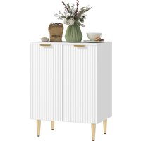 HOMCOM Küchenbuffet, Aufbewahrungsmöbel mit 2 Türen, verstellbarem Regal, erhöhten Metallfüßen, für Küche, Wohnzimmer, 60 x 40 x 80 cm, weiß Aosom