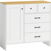 HOMCOM Küchenbuffet, Aufbewahrungsmöbel mit 5 Schubladen und Tür, rustikaler Stil, TV-Möbel, Buffet für Esszimmer, Wohnzimmer und Schlafzimmer, 100 x 40 x 94 cm