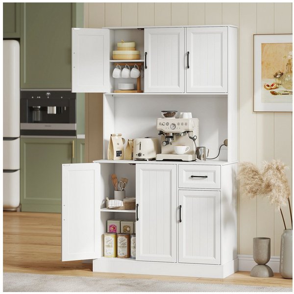 HOMCOM Küchenbuffet Küchenschrank mit Arbeitsplatte, 6 Türen, Schublade, Hochschrank (Buffetschrank, 1-St., Küchenschrank) für Küche Wohnzimmer Esszimmer 100 x 