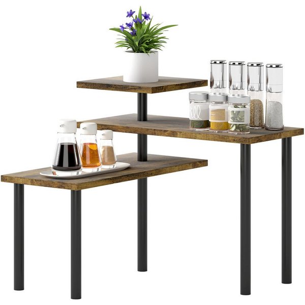 HOMCOM Küchenregal mit 3 Ebenen, drehbar Mikrowellenregal 1-tlg., für Esszimmer, Metall, 40 x 18 x 36,5 cm