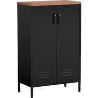 HOMCOM Küchenschrank aus Stahl, 2 Türen, verstellbare Einlegeböden, Industrial, vielseitiger Aufbewahrungsschrank für Wohnzimmer, Esszimmer, Büro, 65x35x106 cm,
