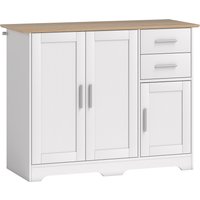 HOMCOM Küchenschrank, Küchenschrank mit 2 Schubladen und 2 Schränken, Buffetkommode mit verstellbaren Regalen, 3 Türen, moderner Stil, für Wohnzimmer, Esszimmer