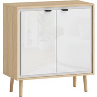 HOMCOM Küchenschrank mit 2 Türen, Moderner Küchenschrank mit Verstellbarem Regal und Holzbeinen, Sideboard für Wohnzimmer, Esszimmer und Wohnzimmer, 72x35x77 cm