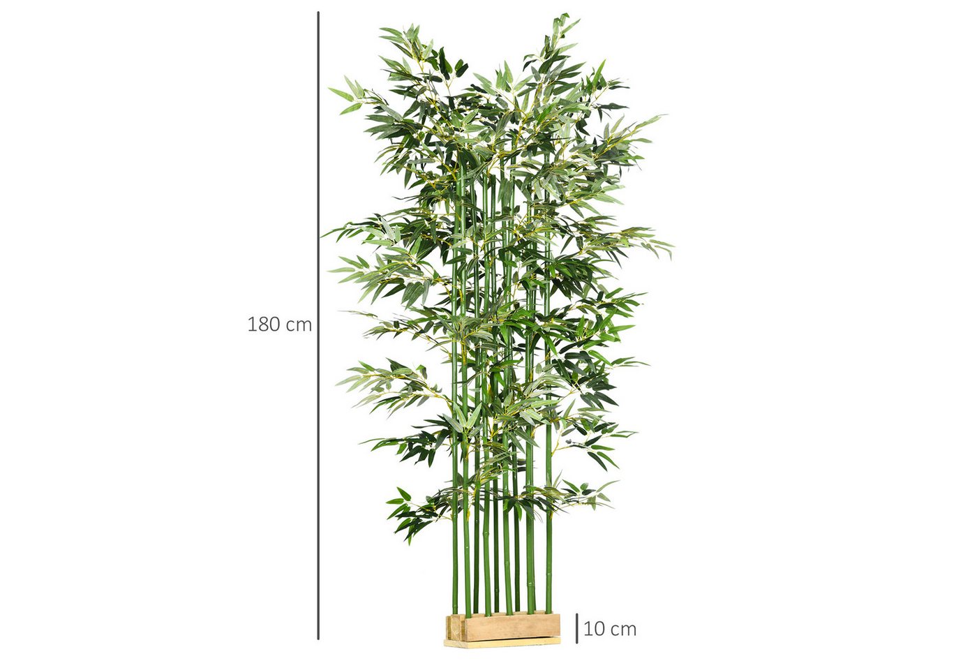 Kunstpflanze 180 cm, im Kiefernholztopf Bambus, HOMCOM, Höhe 180 cm, für Indoor, Outdoor, Dekopflanzen, Grün – Bild 3 von 5