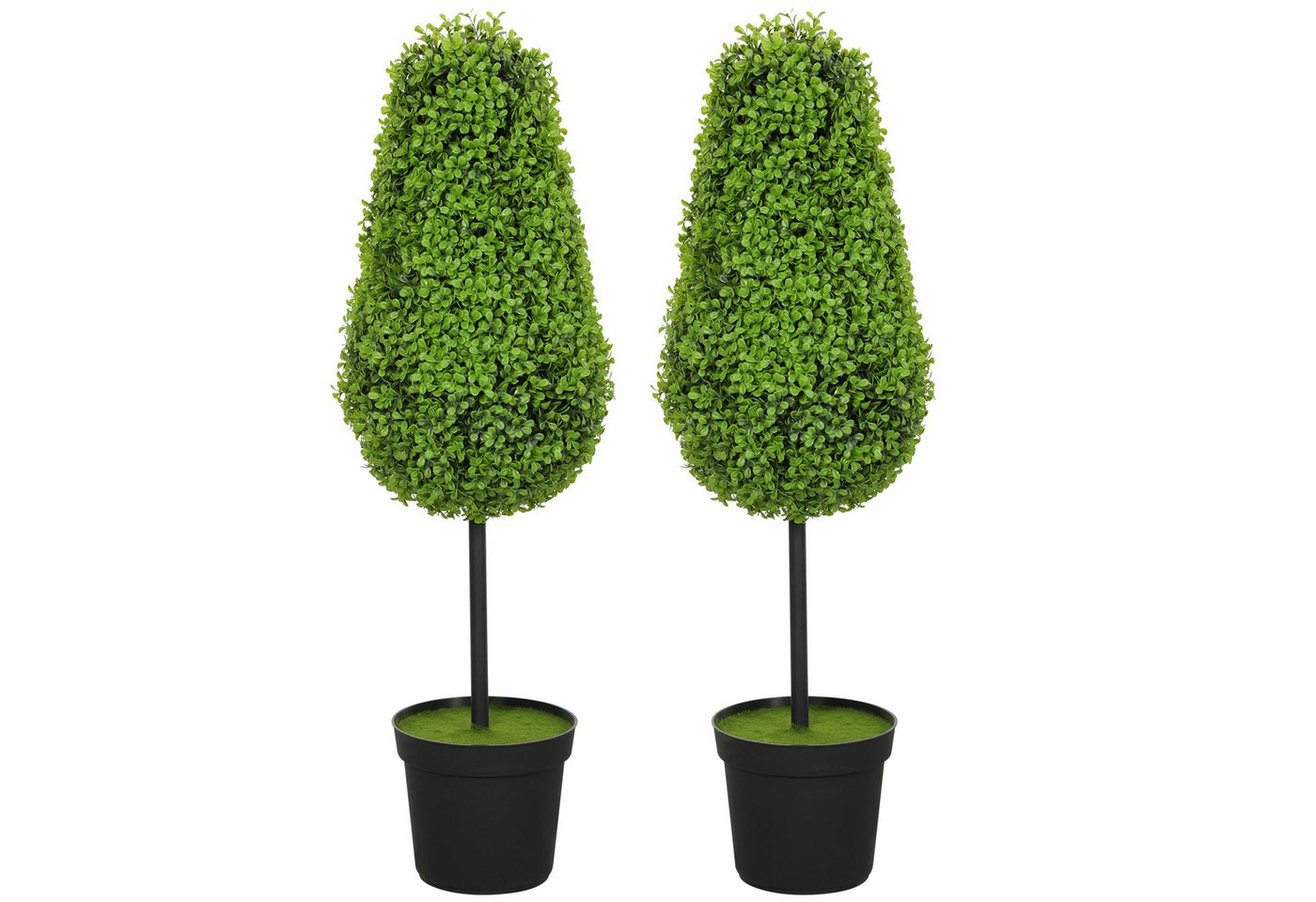 Kunstpflanze 2er Set Kunstbaum, Fake Plant wie echt, mit UV Schutz Buchsbaum, HOMCOM, Höhe 90 cm, für Wohnzimmer Schlafzimmer Büro Garten Moderne Dekoration – Bild 2 von 5