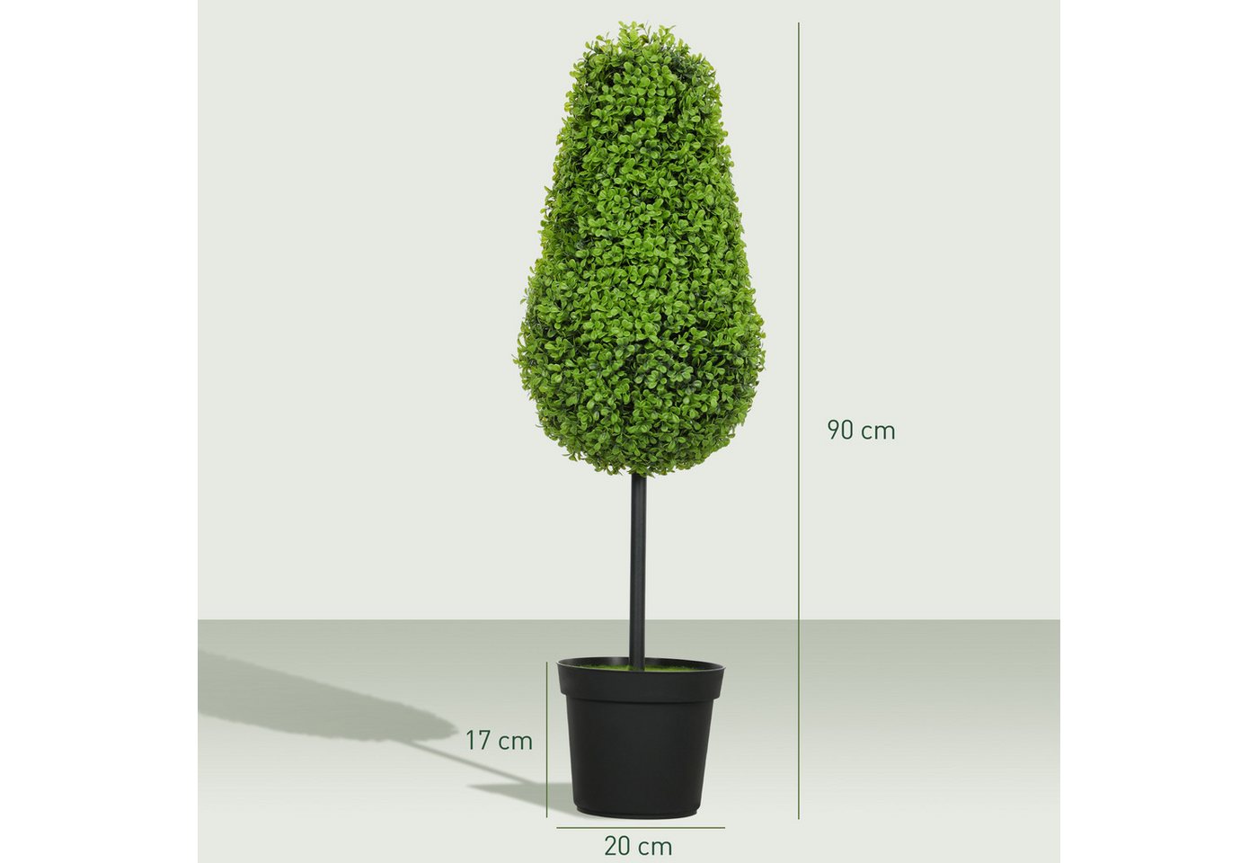 Kunstpflanze 2er Set Kunstbaum, Fake Plant wie echt, mit UV Schutz Buchsbaum, HOMCOM, Höhe 90 cm, für Wohnzimmer Schlafzimmer Büro Garten Moderne Dekoration – Bild 3 von 5
