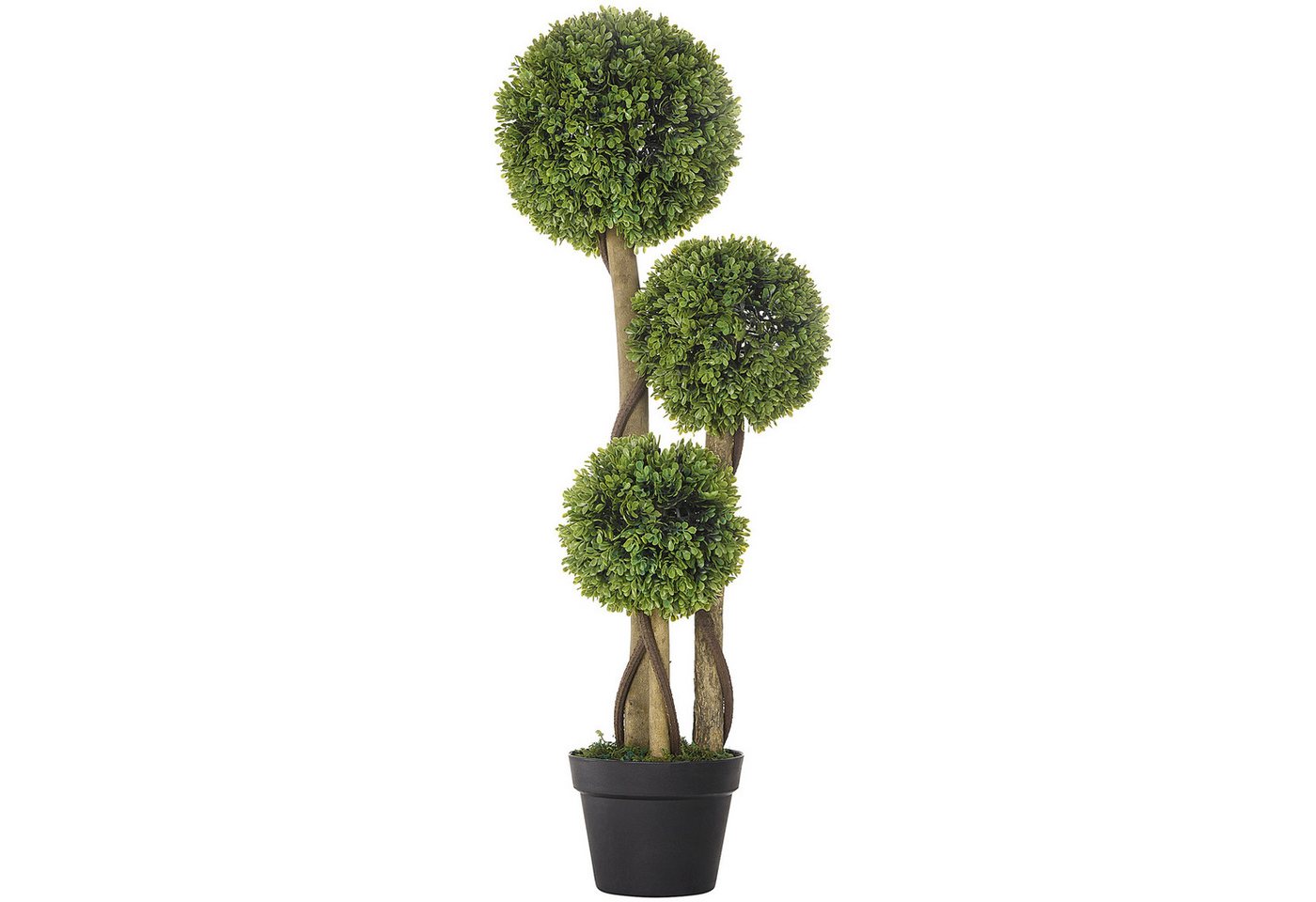 Kunstpflanze Kunstbaum mit UV-Schutz, Plastik Künstliche Pflanzen im Topf Buchsbaum, HOMCOM, Höhe 90 cm, Grün 17 x 17 x 90 cm – Bild 2 von 5