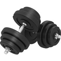 HOMCOM Kurzhantel-Set 40 kg, Hantelset Stahl, 2er Set Kurzhanteln mit 12 Hantelscheiben, bodenschonend, für Krafttraining, Fitness, Schwarz Aosom