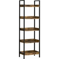 HOMCOM Lagerregal, Bücherregal mit 5 Ebenen, Standregal im Industriedesign, Hochregal mit Anti-Kipp-Schutz für Schlafzimmer, Wohnzimmer, Küche, Braun, 48 x 30 x
