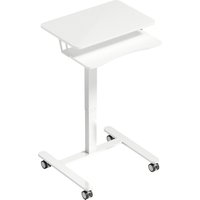 HOMCOM Laptoptisch Höhenverstellbar Pneumatisch mit Rollen, Tastaturablage 71-107cm Computertisch, Mobiler Beistelltisch Schreibtisch für Sofa, Bett, Büro 65x60