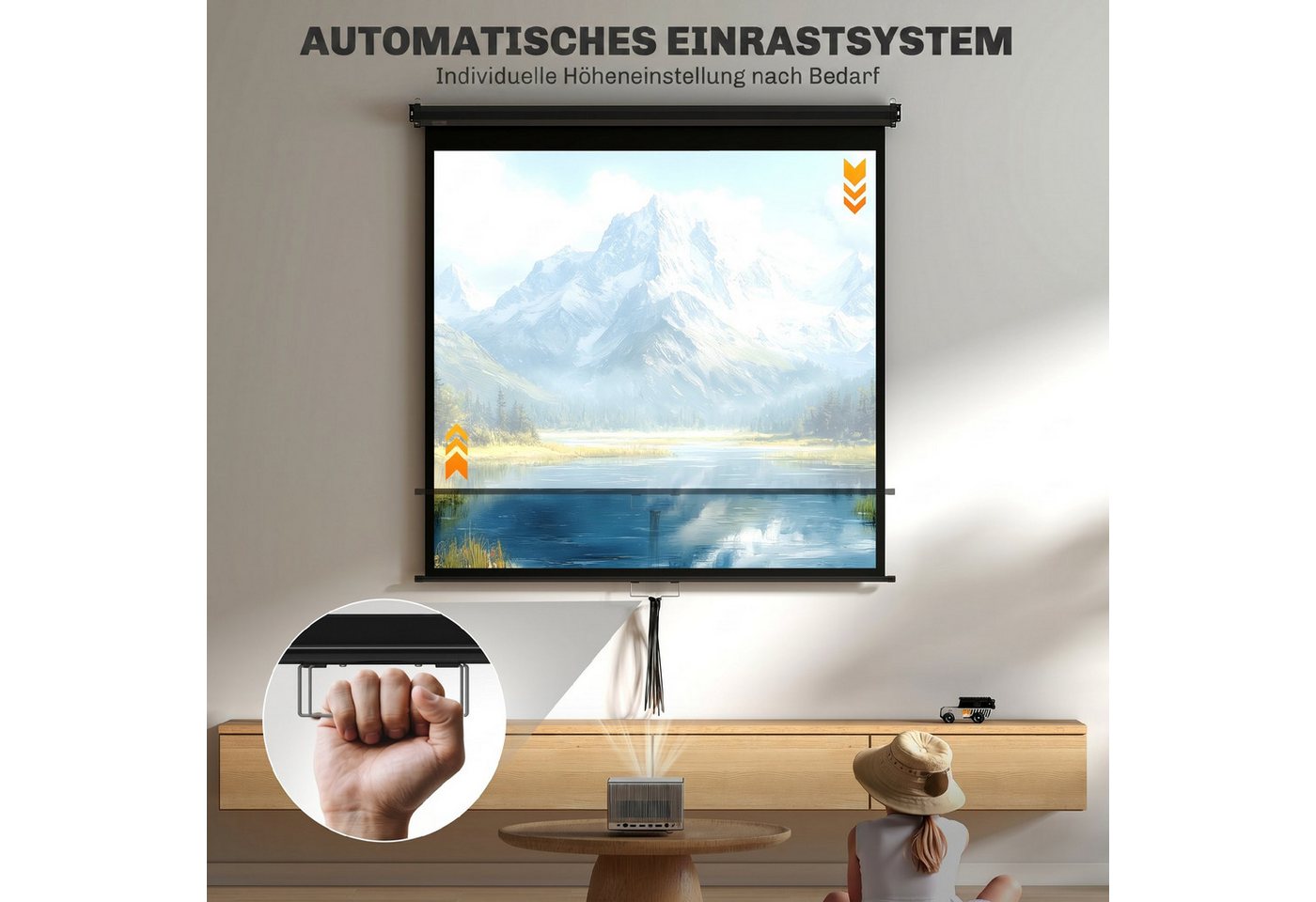 HOMCOM Leinwand Beamer, für Heimkino Büro-Präsentationen – Bild 4 von 5